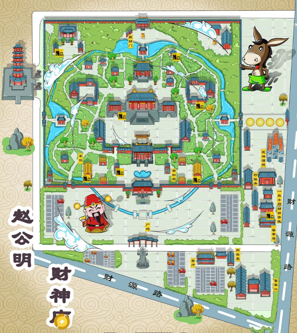 驿城寺庙类手绘地图